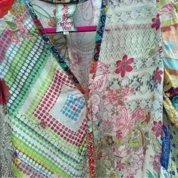 Johnny Was Garden Printed Floral Sheer Watercolor Long Cardigan XS - Picture 7 of 7